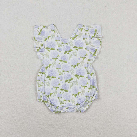 SR1484 Flower White Baby Girl Romper