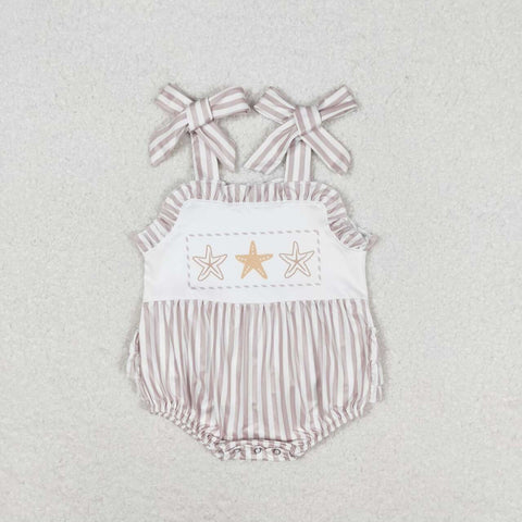 SR1488 Starfish Stripe Baby Girl Romper
