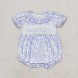 SR1491 DADDY'S GIRL Flower Blue Baby Girl Romper