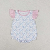 SR1522 Tie Bow Pink Baby Girl Romper