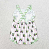 SR1543 Truck Green Baby Girls Romper