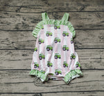 SR1543 Truck Green Baby Girls Romper