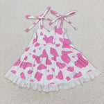 SR1549 Pink Cow Skirt Girls Romper