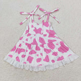 SR1549 Pink Cow Skirt Girls Romper