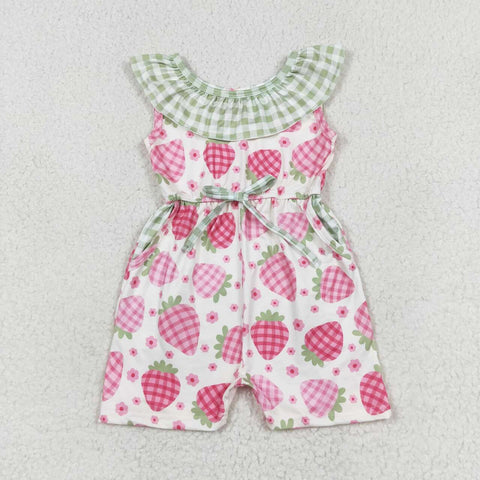 SR1565 Strawberry Plaid Girl's Jumpsuit