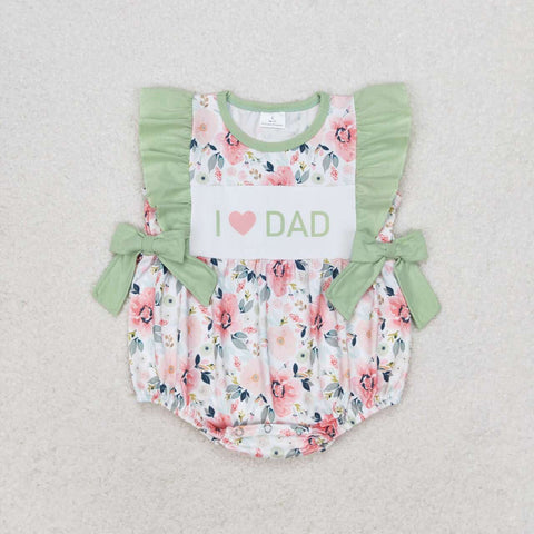 SR1569 I LOVE DAD Green Flower Girls Romper