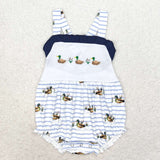 SR1584 Embroidery Mallard Dark Blue Girls Romper