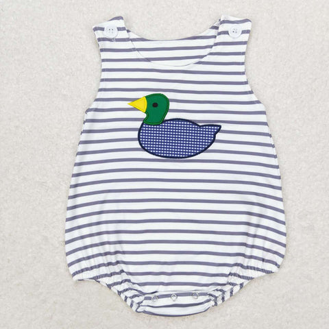 SR1592 Embroidery Mallard Stripe Boys Romper