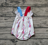 SR1599 Tie Bow Red Bow Girls Romper