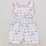 SR1600 Rainbow Pink Bow Girls Romper