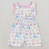 SR1600 Rainbow Pink Bow Girls Romper