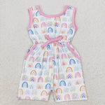 SR1600 Rainbow Pink Bow Girls Romper