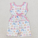 SR1600 Rainbow Pink Bow Girls Romper