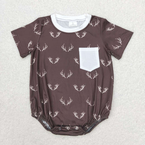 SR1614 Deer Brown Baby Boy Romper