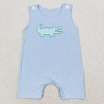 SR1625 Embroidery Crocodile Blue Baby Boy Romper