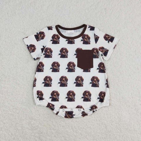 SR1685 Dog Mallard Brown Baby Boys Romper