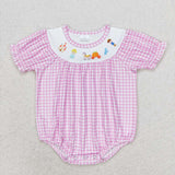 SR1692 Princess Castle Purple Plaid Baby Girls Bubble Romper