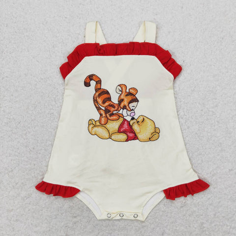 SR1705 Cartoon Honey Bear Tiger Baby Girls Romper