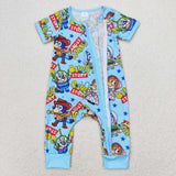 SR1723 Cartoon Blue Dog Baby Zip Sleeper Boy