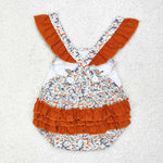 SR1742 Embroidery Mallard Camo Orange Baby Girls Romper