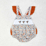 SR1742 Embroidery Mallard Camo Orange Baby Girls Romper