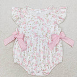 SR1765 Flower Rose Pink Baby Girls Bubble Romper