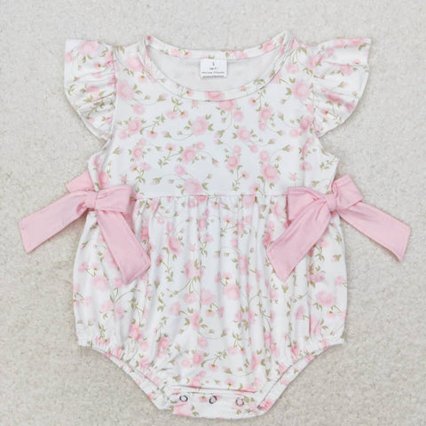 SR1765 Flower Rose Pink Baby Girls Bubble Romper