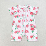 SR1768 Flower Rose Pink Baby Zip Sleeper