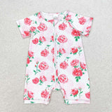 SR1768 Flower Rose Pink Baby Zip Sleeper