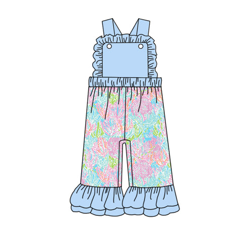 Preorder 05.15 SR1808 Flower Lilly Sky Blue Girl's Jumpsuit