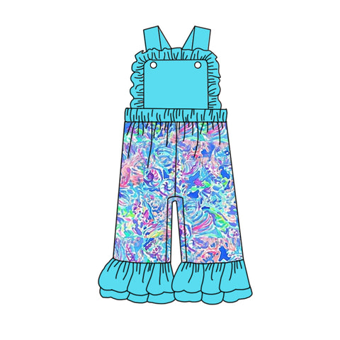 Preorder 05.15 SR1809 Flower Lilly Blue Girl's Jumpsuit