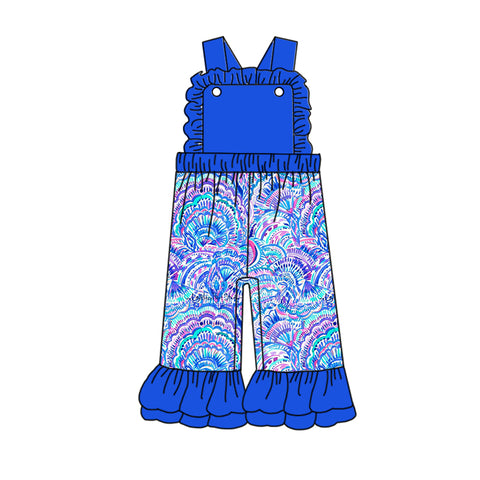 Preorder 05.15 SR1810 Flower Lilly Dark Blue Girl's Jumpsuit