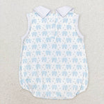 SR1824 Elephant Blue Baby Boys Bubble Romper