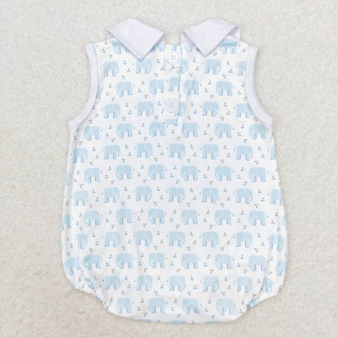 SR1824 Elephant Blue Baby Boys Bubble Romper