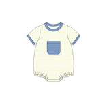 SR1840 Blue Stripe Pocket Baby Boys Romper