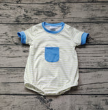 SR1840 Blue Stripe Pocket Baby Boys Romper