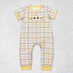 SR1869 Embroidery Thanksgiving Turkey Baby Boys Romper