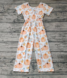 SR1880 Pumpkin Flower Girl's Jumpsuit