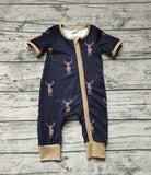 SR1896 Bamboo Elk Deer Black Baby Zip Romper Sleepers Boy