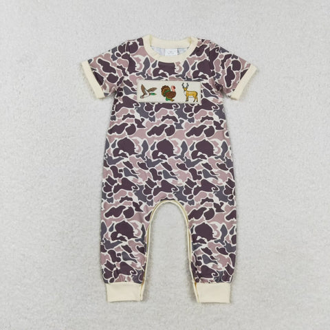 SR1901 Embroidery Hunting Mallard Camo Baby Boys Romper