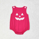 LR1171 Embroidery Halloween Pumpkin Pink With Shirt 2 pcs Baby Girl Romper Set