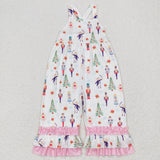 GLP1368 Christmas Soldier Trees Pink Overall Girl's Set
