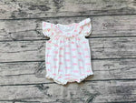 SR1933 Tie Bow Pink Baby Girl Bubble Romper