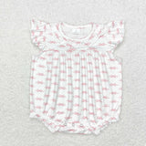 SR1933 Tie Bow Pink Baby Girl Bubble Romper