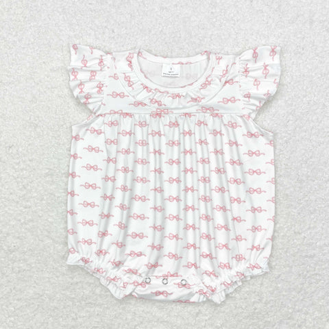 SR1933 Tie Bow Pink Baby Girl Bubble Romper