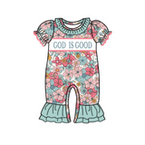 SR1938 God is good Flower Baby Girl Romper