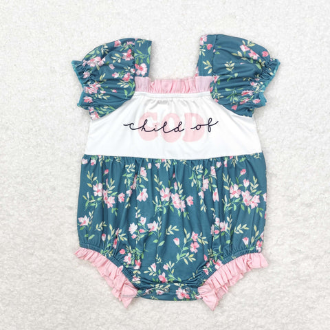 SR1940 Child of GOD Flower Baby Bubble Romper