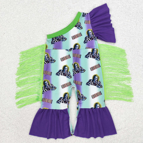 SR1944 Halloween Movie Purple Tassel Baby Girl Romper