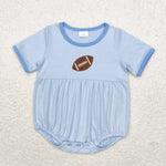 SR1946 Embroidery Football Sky Blue Baby Boy Bubble Romper