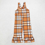 SR1953 Autumn Orange Plaid Girl's Jumpsuit